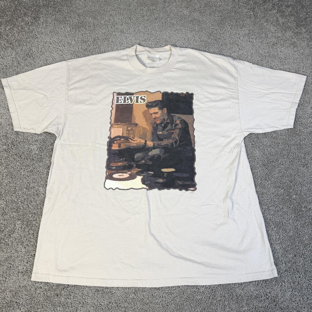 Elvis Presley's Graceland Shirt Mens 2XL White Elvis Graphic Tee Preshrunk